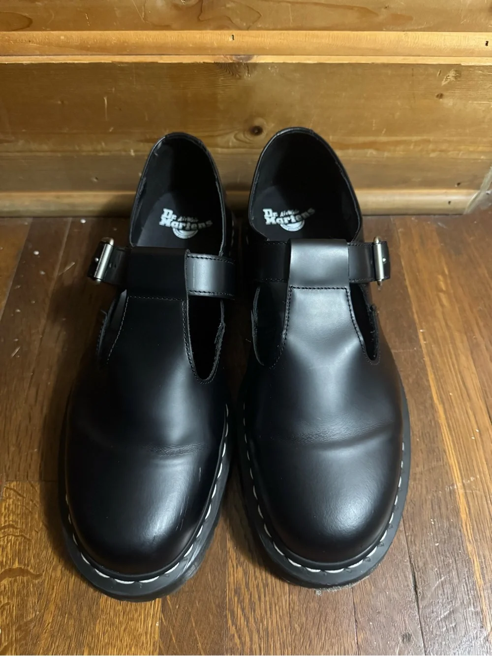 Mens Dr. Martens Black Leather T-Strap Buckle Loafers size 11